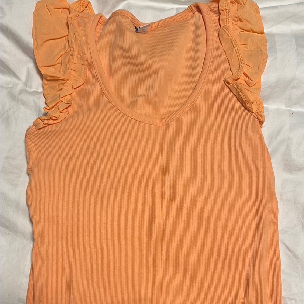 Orange Ruffled Women's Top